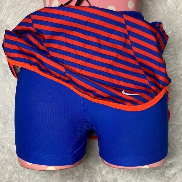 Nike red & blue running shorts with skirt overlay - Picture 5 of 7